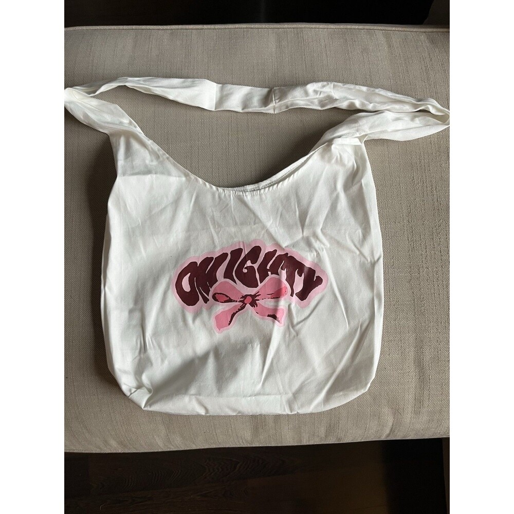 Omighty Bachelorette Party Bride Graphic Print Side Bag, White Pink Purple